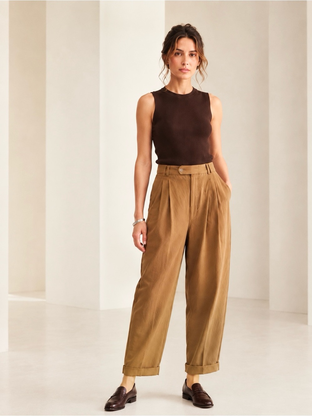 Vintage Holt Renfrew Pleated Wide Leg Barrel Cuffed Trousers Unisex Sz 34